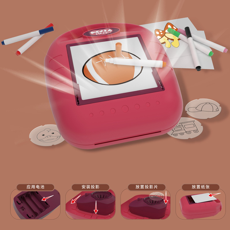 Qizhi de los niños la educación temprana cognitiva ciencia Juguetes DIY copia pintura Proyector proyección portátil