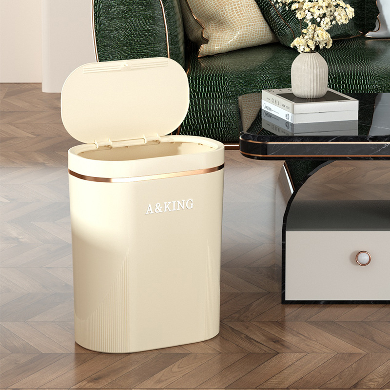 Basura de presión de alto valor facial doméstico ligero lujo baño cocina crema viento sala de estar dormitorio hendidura cesta de basura