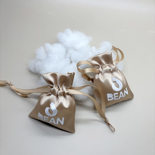 High-grade simple modern satin small pocket jewelry ring earrings bracelet storage bag printed logo portable