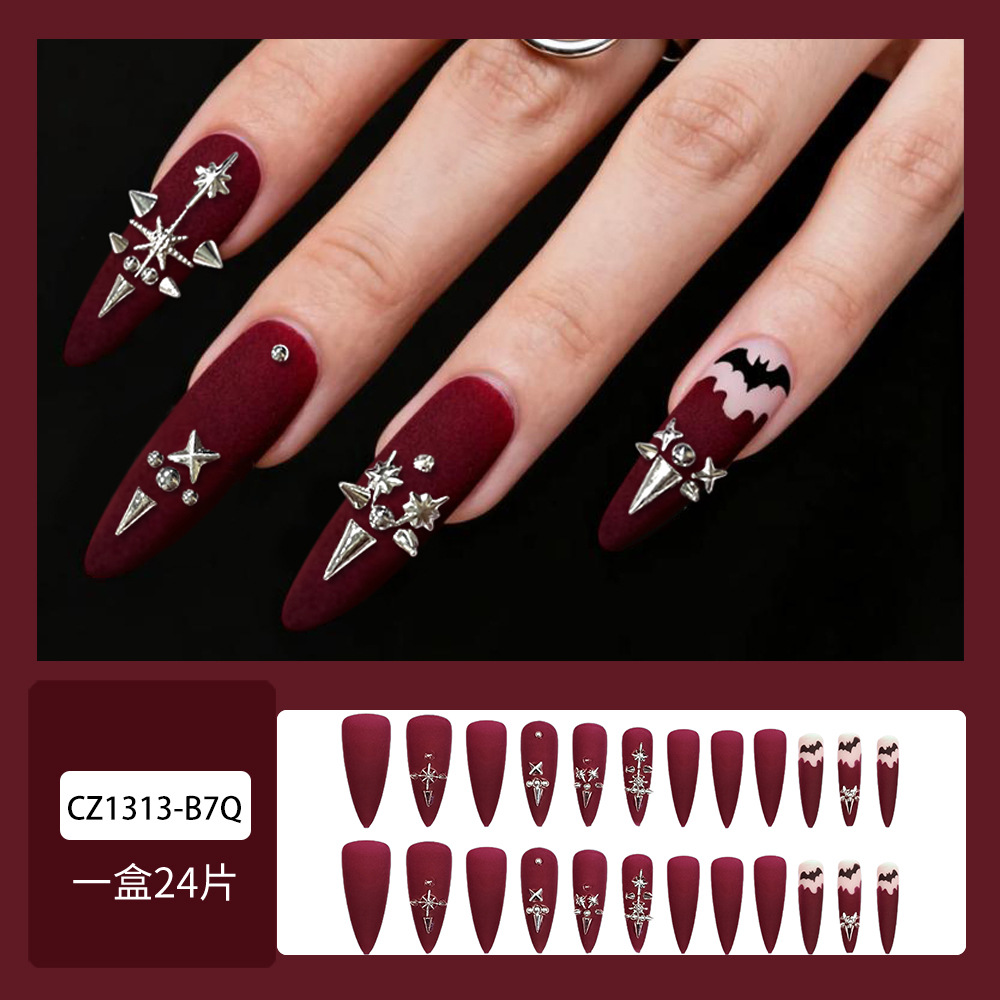 Vinegar mate remaches cruz manicure comercio exterior taladro personalización desgaste de uñas 24 piezas de parche de uñas