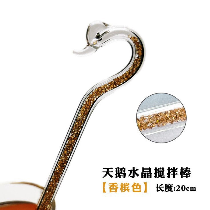 Cisne varilla de agitación de alta temperatura resistente a la varilla de vidrio café leche en polvo cóctel regalo para novia Día de San Valentín ventas directas de la fábrica