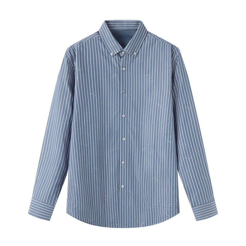 品牌剪标男装冬季新款男士扣领商务休闲条纹加绒长袖衬衫C4D255