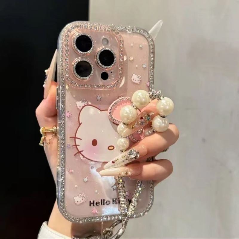 可爱卡通KT猫适用苹果16promax手机壳iPhone15点钻14日韩13防摔16|undefined