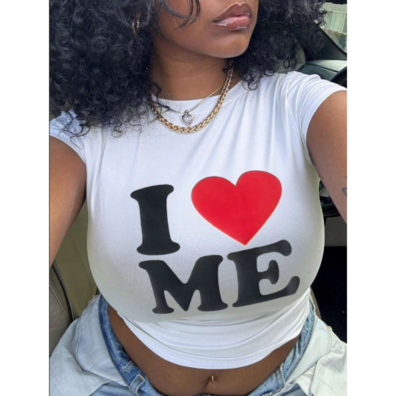 Q 21492 Sexy Cropped Women's Tee Women's Sexy Cropped T-Shirt Cross-Border Fast Shipping