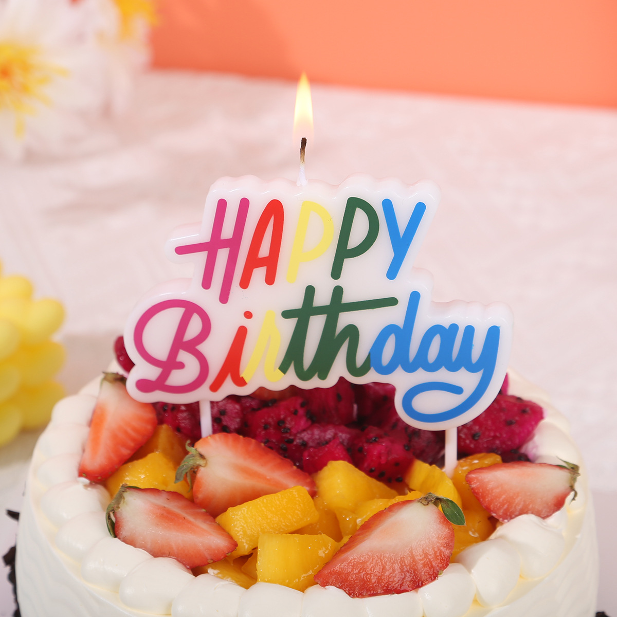 Nuevo pastel de vela de cumpleaños Decoración creativa Corona Carta Tarjeta Feliz cumpleaños Globo Tarjeta de cumpleaños Vela