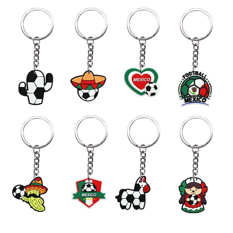 Hot-Selling Travel Souvenir Mexican Football Series Cartoon World Cup Keychain Backpack Car Key Versatile Pendant