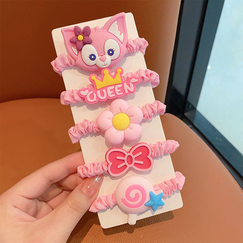 Los niños lindo fresa oso estrella delu banda para el cabello niña lazo para el cabello banda de goma no hace daño lazo para el cabello cola de caballo cuerda para el cabello al por mayor