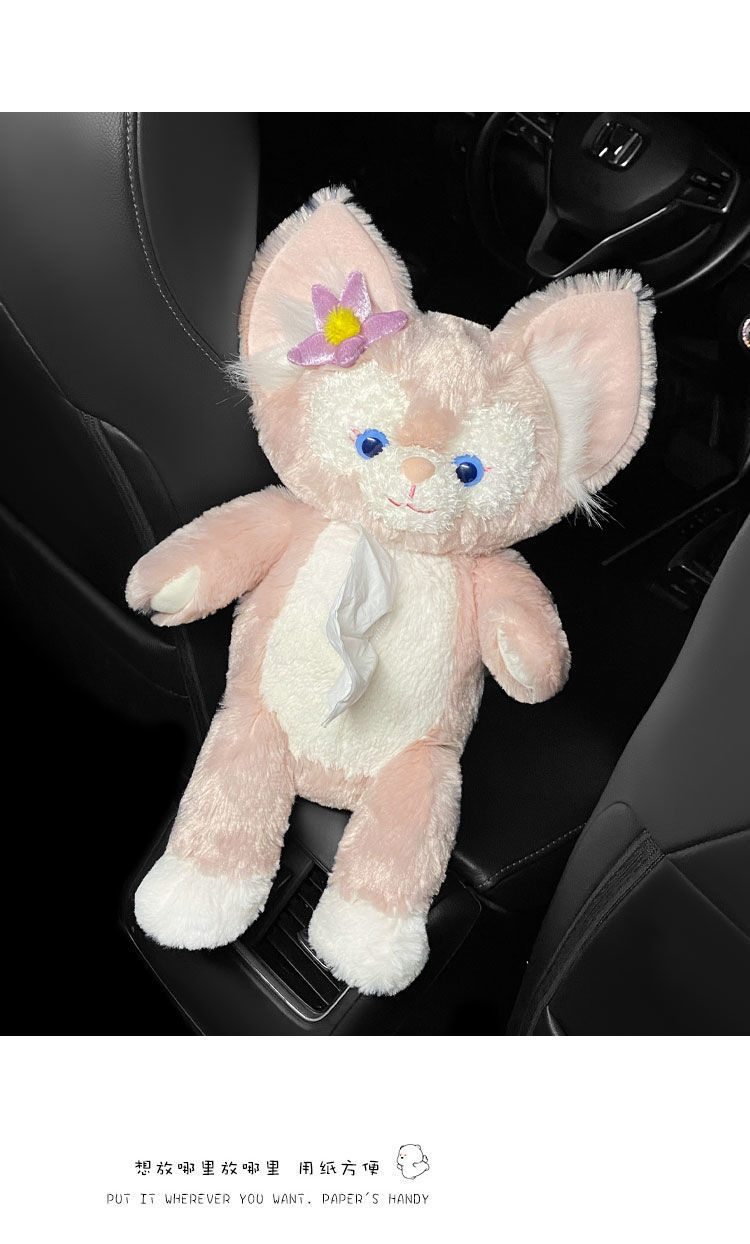 Car tissue box Ling na Bei Er cartoon cute doll sun visor armrest box chair back car tissue box
