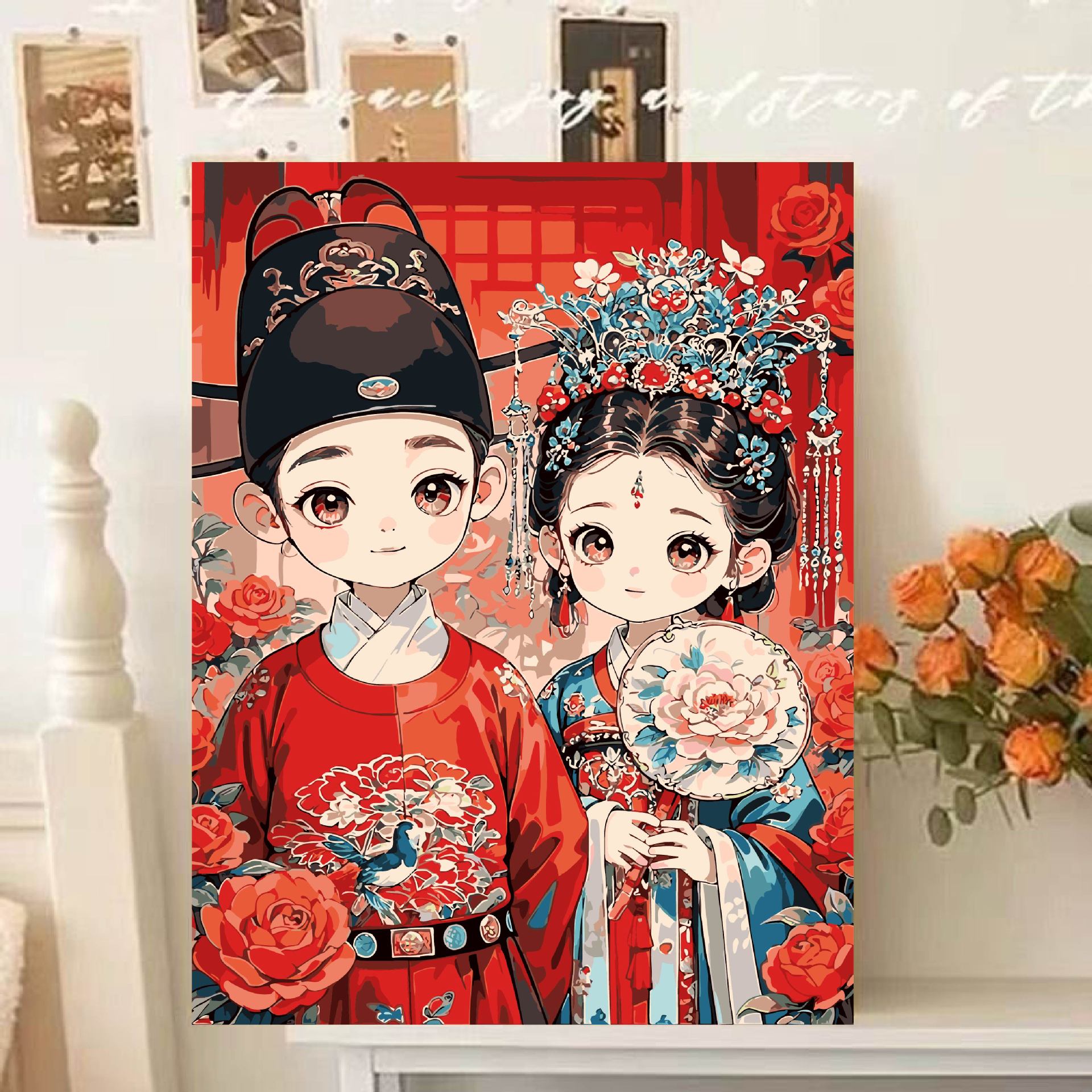 Casamiento digital didiy pintura a óleo de relleno pintura a óleo de curación paisaje pintado a mano flor decoración de sala de estar pintura colgante