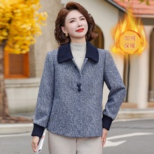 妈妈加绒保暖外套2025秋冬装短款加厚毛呢洋气奶奶中老年女装上衣