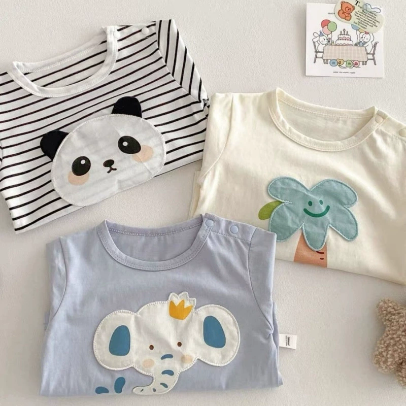 Мультфильм Т- shirt, наклейки, телесный детский весенний нашивка, корейский стиль, западный стиль