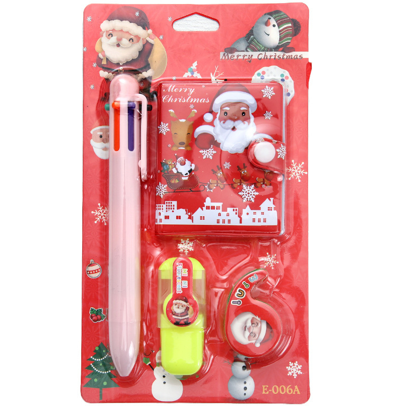 Juego de Papelería Navideña, Regalos Navideños para Estudiantes de Primaria, Bolígrafos de Seis Colores, Papelería para el Aprendizaje de Estudiantes, Venta al por Mayor
