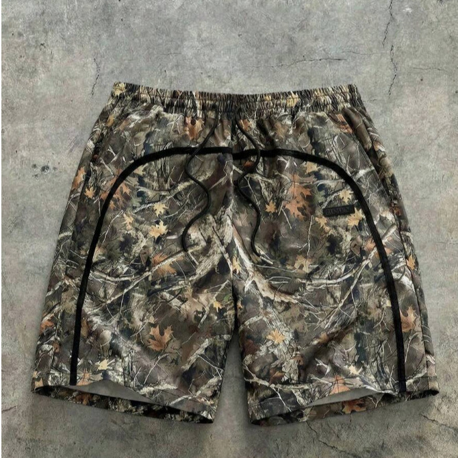 European and American Retro Leaf Camouflage Men's Shorts, Street Fashion Quick-Dry Casual Beach Shorts, Cross-Border Wholesale in Stock