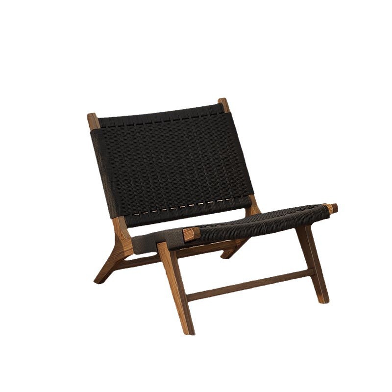 Sillas de madera sólida de cuerda trenzada sillas de balcón nórdicas sillas de ocio estilo japonés sillas de silla de casa pequeña silla de respaldo perezosa