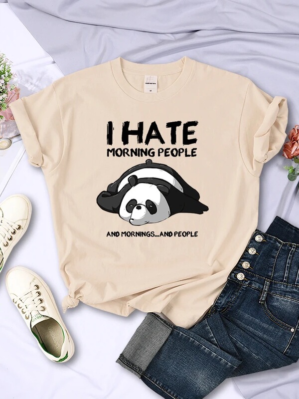 Lazy Panda I Hate People Who Get up Early Women Short Sleeve Fashion Creative Full Math Clothing Street Hip Hop O-Neck Top Lazy Panda I Hate People Who Get up Early Women Short Sleeve Fashion Creative Full Math Clothing Street Hip Hop O-Neck Top