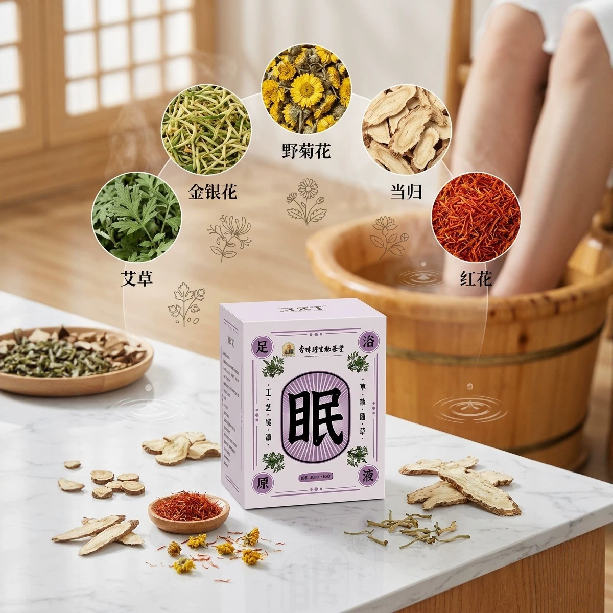 Foot Bath Soup Concentrate, Concentrated Foot Soak Solution, Manufacturer Wholesale, No-Boil Instant Foot Soak Pack, Mugwort, Ginger, and Pepper Foot Soak Solution