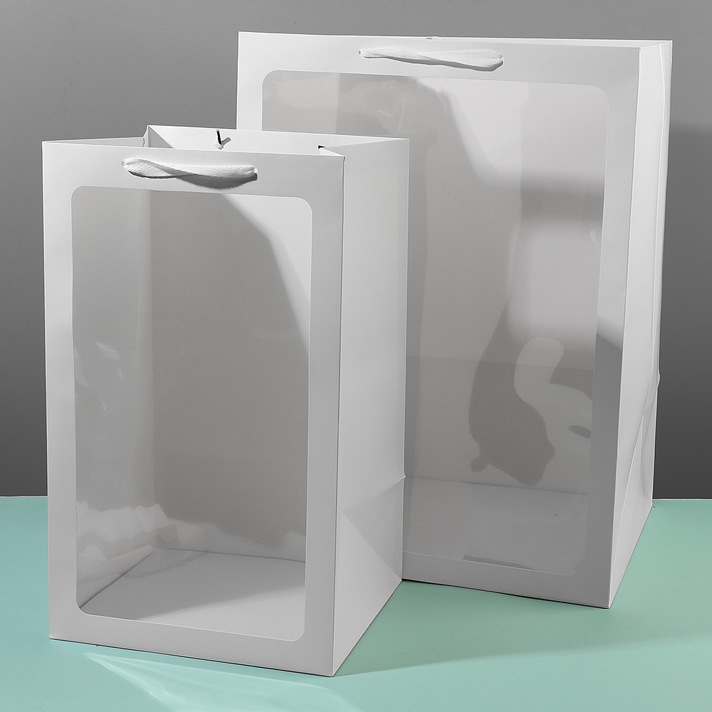 超大号加厚透明公仔礼品袋玩偶橱窗手提袋高级感礼物伴手礼纸袋