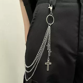 跨境十字架裤链腰链装饰腰带配饰朋克链条ins链子街头嘻哈制服女