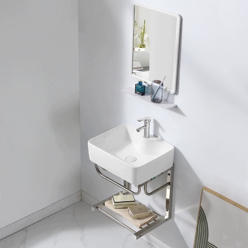 Una gran cantidad de lavabo tipo pared al por mayor gabinete de baño combinación mini lavabo triángulo balcón cerámica simple