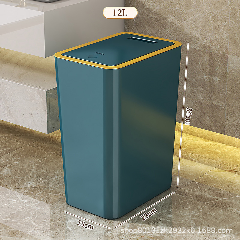 ゴミ箱蓋付き家庭用トイレトイレの狭いサイズの大容量プッシュ式弾蓋型挟みゴミ箱|undefined