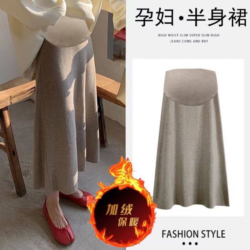In stock pregnant women's knitted cashmere skirt women's winter mid-length high waist thickened versatile outer wear slimming A- line skirt In stock pregnant women's knitted cashmere skirt women's winter mid-length high waist thickened versatile outer wear slimming A- line skirt