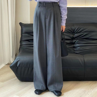 Rosi GN2022 Autumn and winter new pattern Trend Mopping the floor Elastic Easy Drape Wide leg pants
