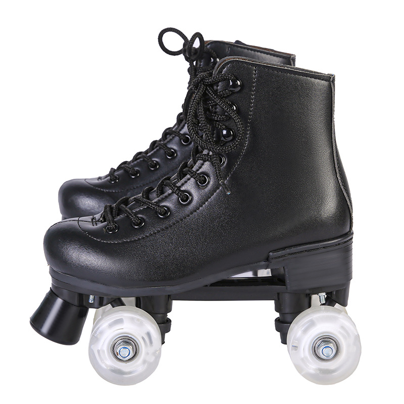 Patines de doble fila patines hebilla con patinaje de velocidad negro universal doble rueda con ruedas polea de cuatro ruedas patines brillantes