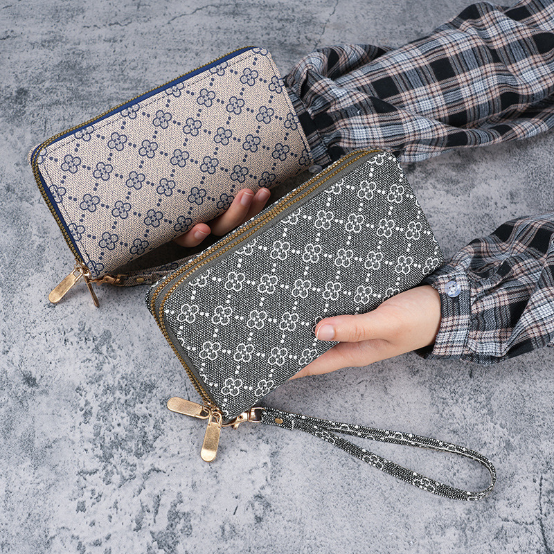 Women's Long Wallet Fashionable Gradient Color Double Zipper Clutch Unique Style Multi Card Slots_voghion.com