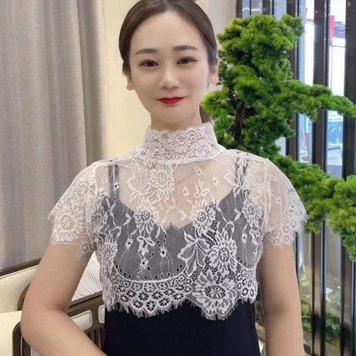Korean style lace fake collar women's lace bottoming shirt versatile decorative collar high collar spring and autumn fake clothes spring and autumn new inner wear