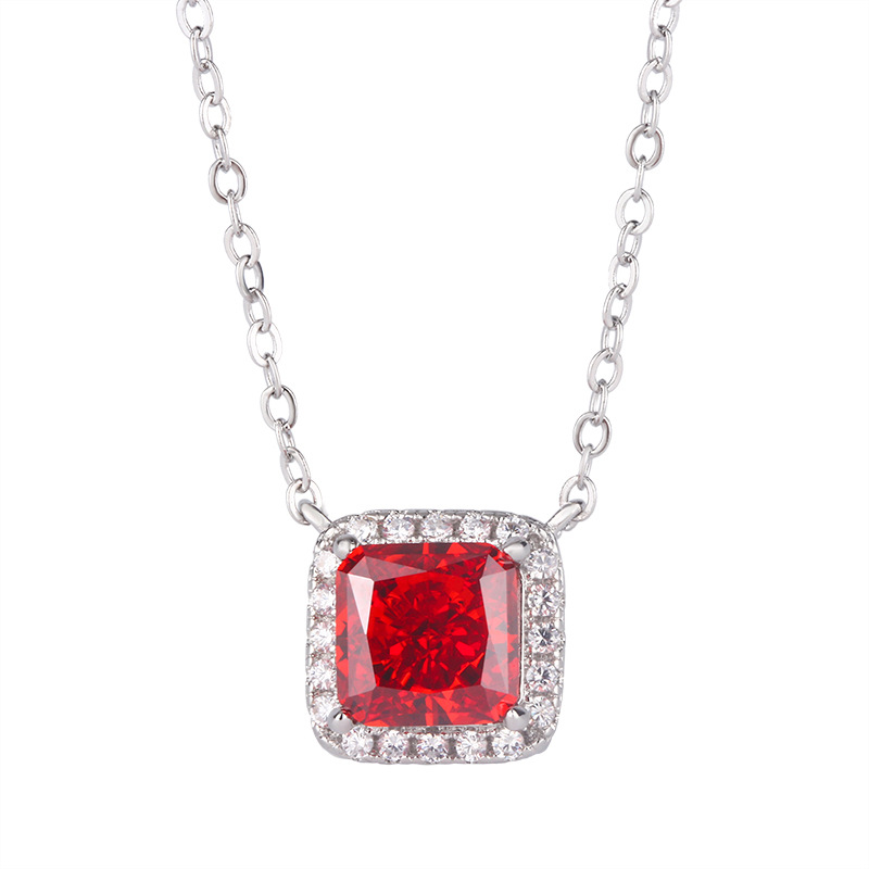 2024 nuevo estilo de joyería, fondo de cobre chapado en oro, diamante de alto carbono, flor de hielo, corte de cobre cuadrado de princesa, conjunto simple, piedra principal 8*8