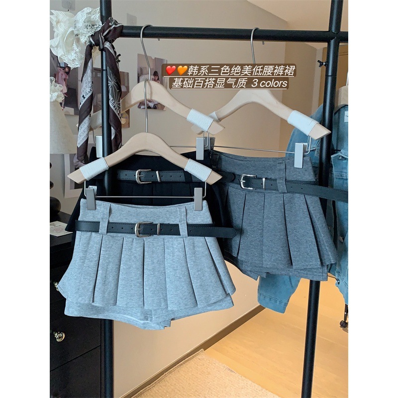 Hot Girl Pleated Skirt Women's 2025 Spring and Summer New High-Waist Slimming Look A-Line Skirt Petite Anti-Exposure Culottes