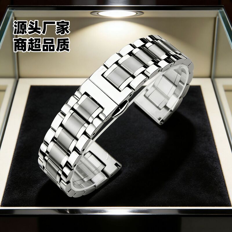 Replacement Masterpiece Five-Bead Watch Band Stainless Steel Solid Unisex Fine Steel 14/22mm Metal Smartwatch Strap Replacement Masterpiece Five-Bead Watch Band Stainless Steel Solid Unisex Fine Steel 14/22mm Metal Smartwatch Strap
