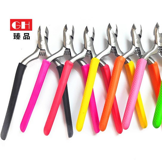 不锈钢死皮钳 美容钳 美容剪 美容工具 去死皮剪 H823硅胶手柄
