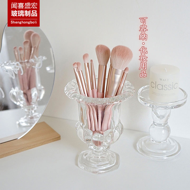 Retro transparent glass decorative flowers for living room