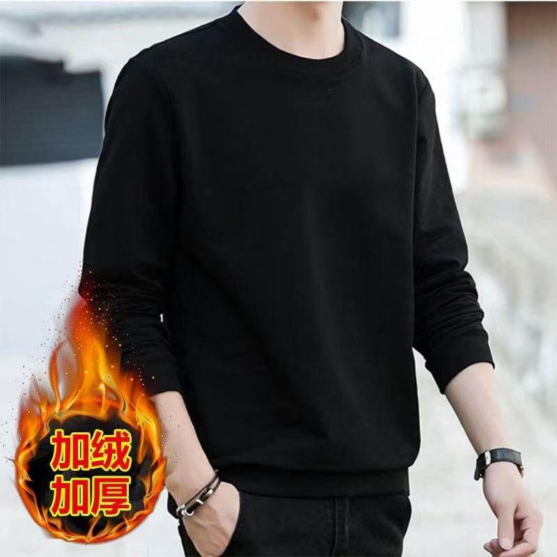 Autumn and Winter New Style Velvet Thickened Men's Round Neck Sweatshirt Long-Sleeved Couple Loose Texture Non-Falling Velvet Sweatshirt with Printing