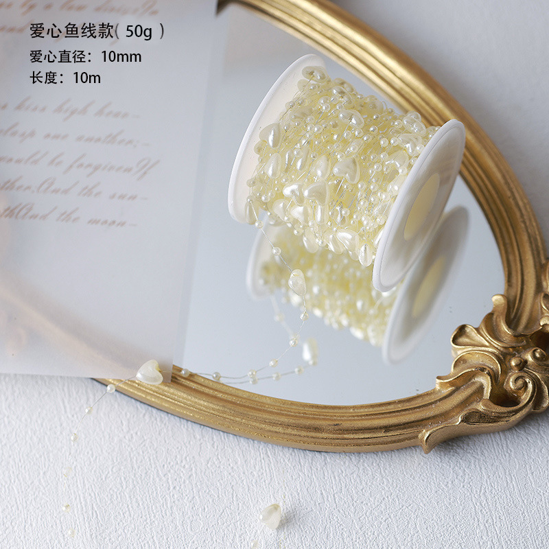 Nuevos productos calientes Decoración navideña French Retro Pequeña fragancia Cadena de perlas Cristal Collar transparente Accesorios de bricolaje