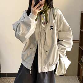 跨境韩国Restandrecreation春秋小众设计感宽松复古外套女飞行员