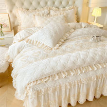 新款加厚水晶绒床裙四件套冬季加绒花边床单被套夹棉宝宝绒四件套