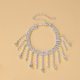 European and American hot-selling rhinestone tassel anklet ladies summer beach simple double layer drop pendant anklet wholesale