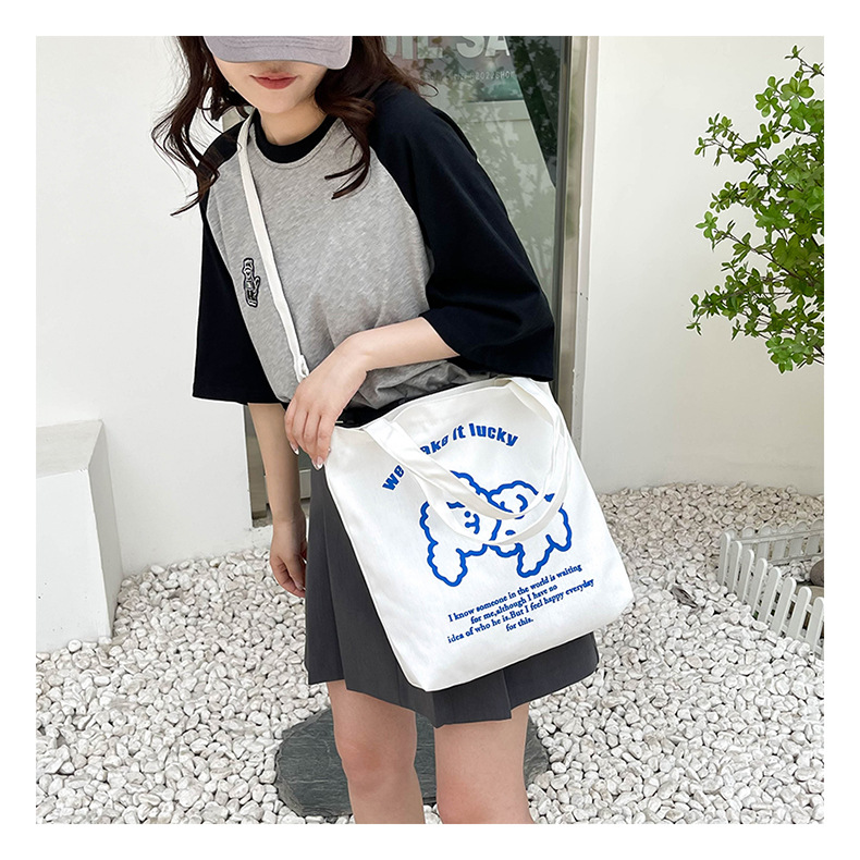 New fashionable and cute canvas bag, simple and large-capacity tote bag, casual and versatile single-shoulder crossbody bag, Douyin consignment undefined