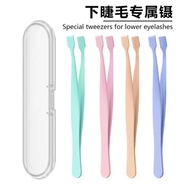 Eyelash Extension Tweezers Stainless Steel Flat Head Tweezers Convenient Eyelash Tweezers for Beginners Portable False Eyelash Tweezers Wholesale