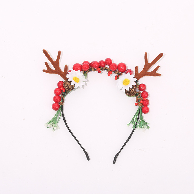 Navidad tocado diadema Nueva simulación Antler diadema Navidad diadema niños flor tocado DIY Navidad tocado