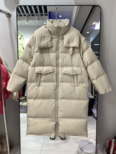 新款中长款羽绒服女2023年冬装时尚韩版双层领加厚白鸭绒保暖外套