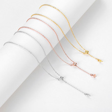 S925纯银项链闪O压光链珍珠空托电镀彩金DIY手工配件定位珠可调节