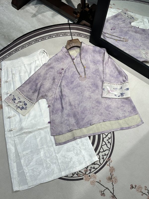 Nanyou Wholesale 2025 春の新スタイル炒めレーヨントップシャツ新中国風文学ハイエンドファッション|undefined