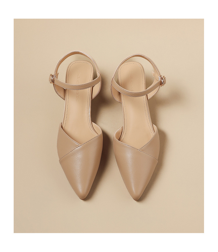 Sandal nữ cao gót quai ngang mũi nhọn phong cách Pháp — KN392 Màu be chi tiết 22