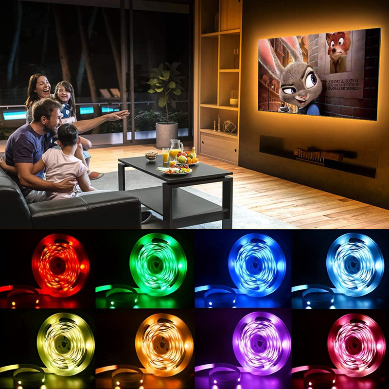 Factory Direct Hot Selling 5V Low Voltage LED Strip Mini 3-Button 5050 TV Background Light Strip RGB Colorful LED Strip Set