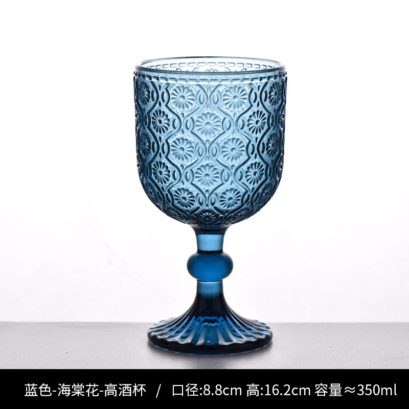 Copa de rayas verticales de vidrio retro europeo, copa de vino tinto, copa de postre alto de helado, copa de vino de frutas de uva de champán casero