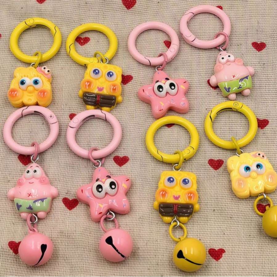 Pequeña campana de tarjetas de dibujos animados lindos bolsos de pareja de estudiantes D01 pareja famosa en línea SpongeBob