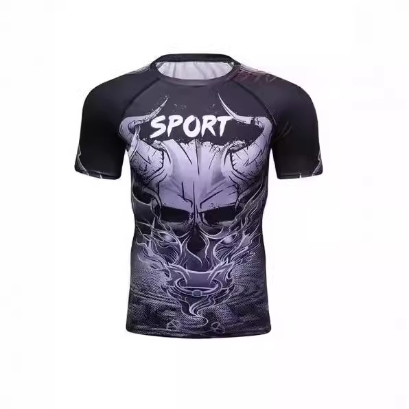 Brand New 3D Printed T-Shirt Men's Short-Sleeved Fitness Mma Bodybuilding Top Compression Shirt Bottom Layer Anti-